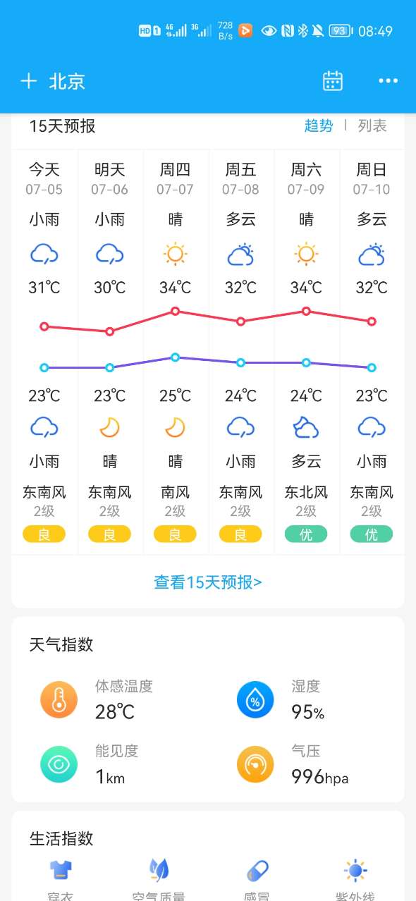 本地实况天气截图