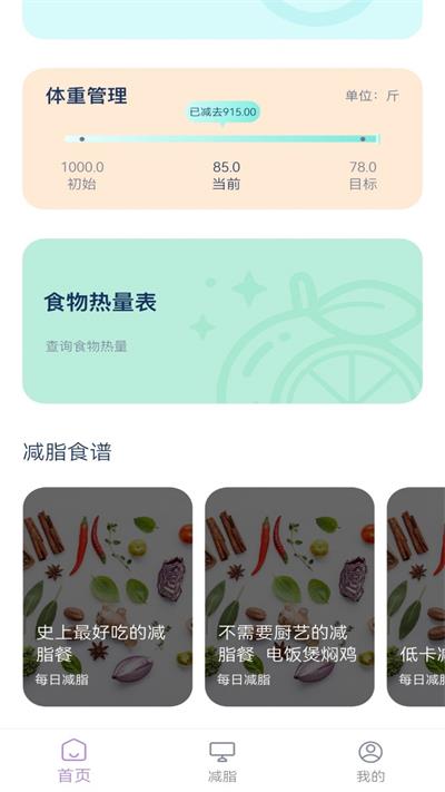 饮食热量表截图