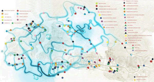 极品飞车17最高通缉车辆分布图